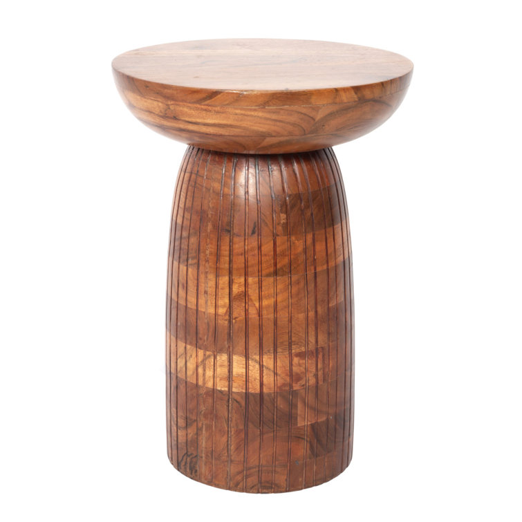 Millwood Pines Bourn Solid Wood Drum End Table Wayfair